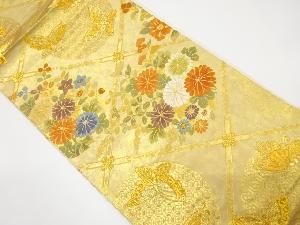 引箔　天井柄に蝶・花模様織り出し袋帯